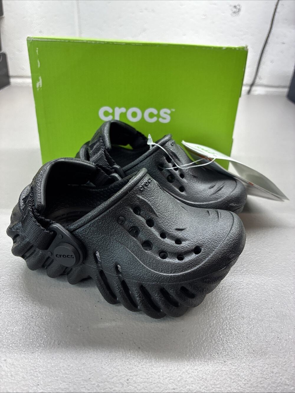Kids Crocs Echo Clog T Black – 208191-001 C4 4c New With Box